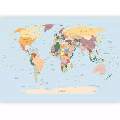 Wall Murals - colorful world map for learning countries in English G-ART