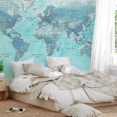 Wall Murals with world map - Sky blue world - 94303 G-ART