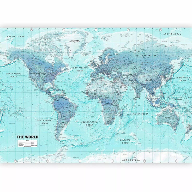 Wall Murals with world map - Sky blue world - 94303 G-ART