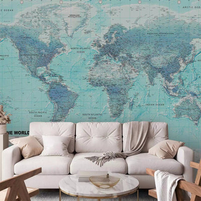 Wall Murals with world map - Sky blue world - 94303 G-ART