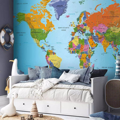 Wall Murals with multicolored world map, 94373 G-ART