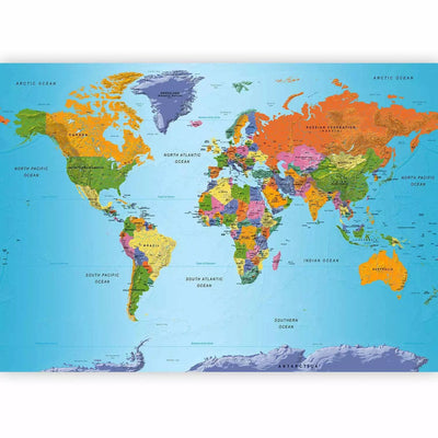 Wall Murals with multicolored world map, 94373 G-ART