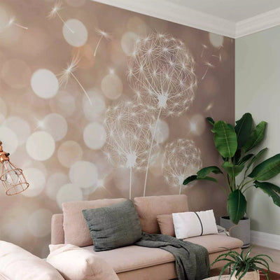 Wall Murals - Dandelion on a beige background with a light glow, 64618 G-art