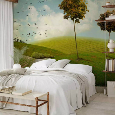 Wall Murals with birds above two beautiful trees - the best choice G-ART