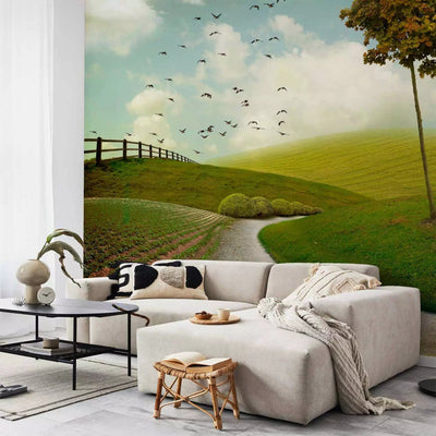 Wall Murals with birds above two beautiful trees - the best choice G-ART