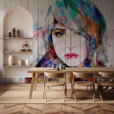 Wall Murals - Portrait of a woman - coloured watercolour on white background G-ART