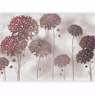 Wall Murals with stylized light brown flowers - Fairy Garden G-ART