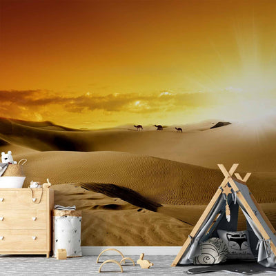 Wall Murals With desert - Sahara and camels - 60292 - orange G -Art