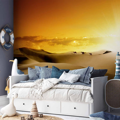 Wall Murals With desert - Sahara and camels - 60292 - orange G -Art