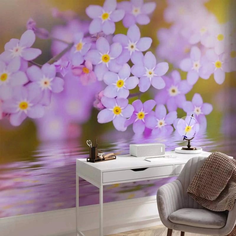 Wall Murals with purple flowers close-up - for the living room G-ART