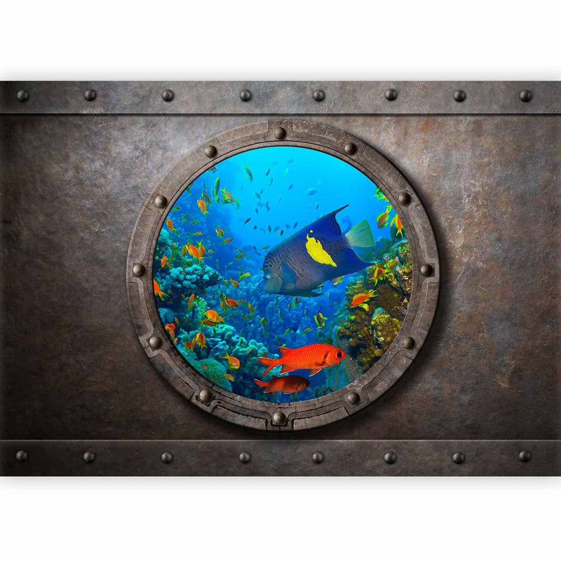 Фотообои с подводной жизнью - подводной иллюминатор, 60002 г -арт