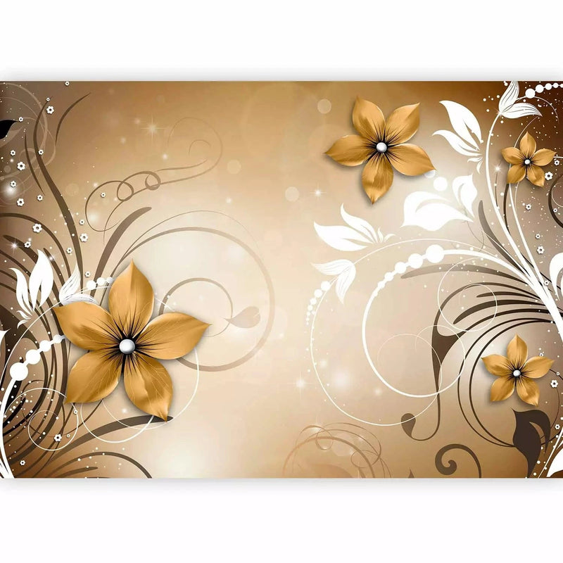 Wall Murals - floral motif on the background with a light glitter effect G-ART