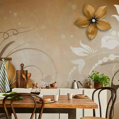 Wall Murals - floral motif on the background with a light glitter effect G-ART