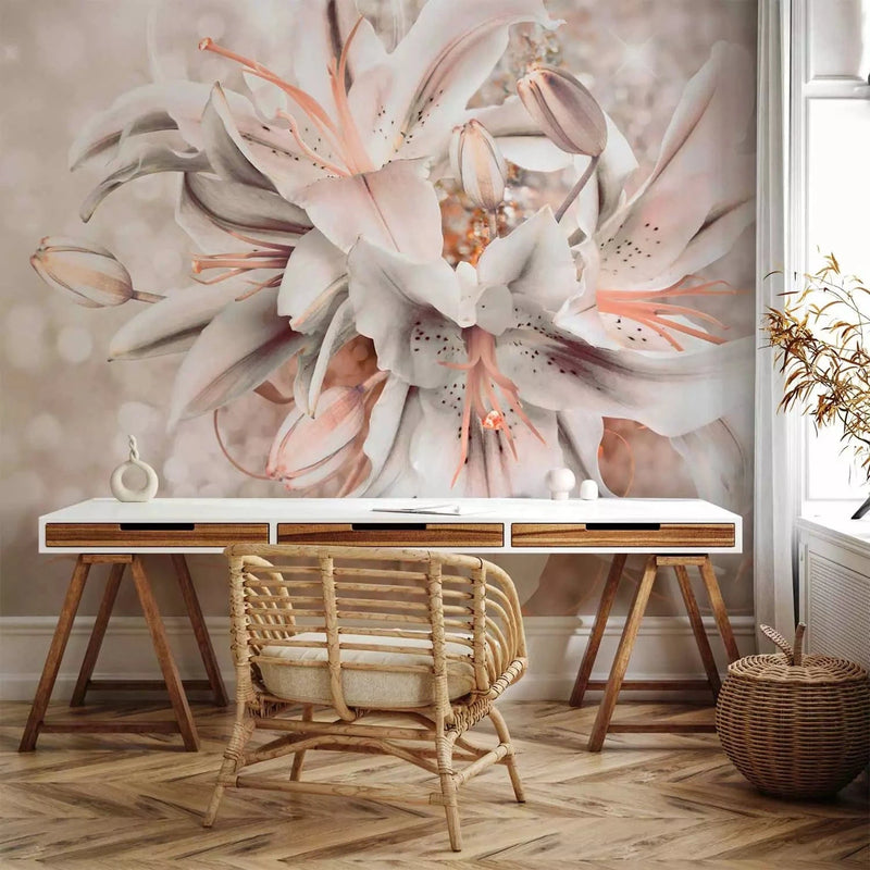 Wall Murals with pink and ivory beauty barrette - various sizes G-ART