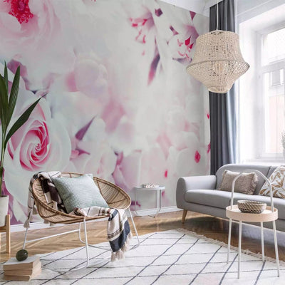 Wall Murals - Pink lilies and roses in one beautiful bouquet, 97280g-art