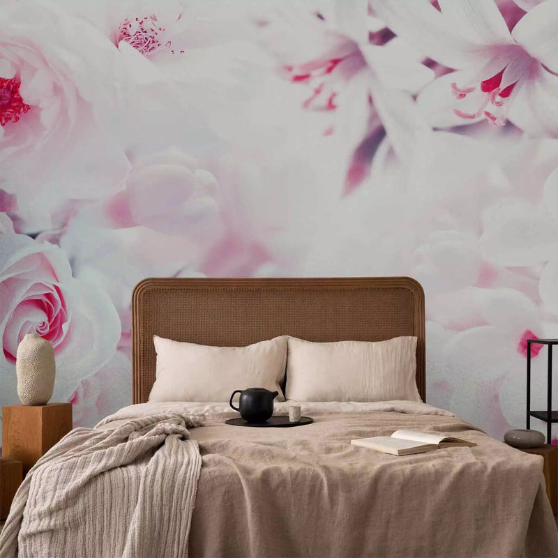 Wall Murals - Pink lilies and roses in one beautiful bouquet, 97280g-art