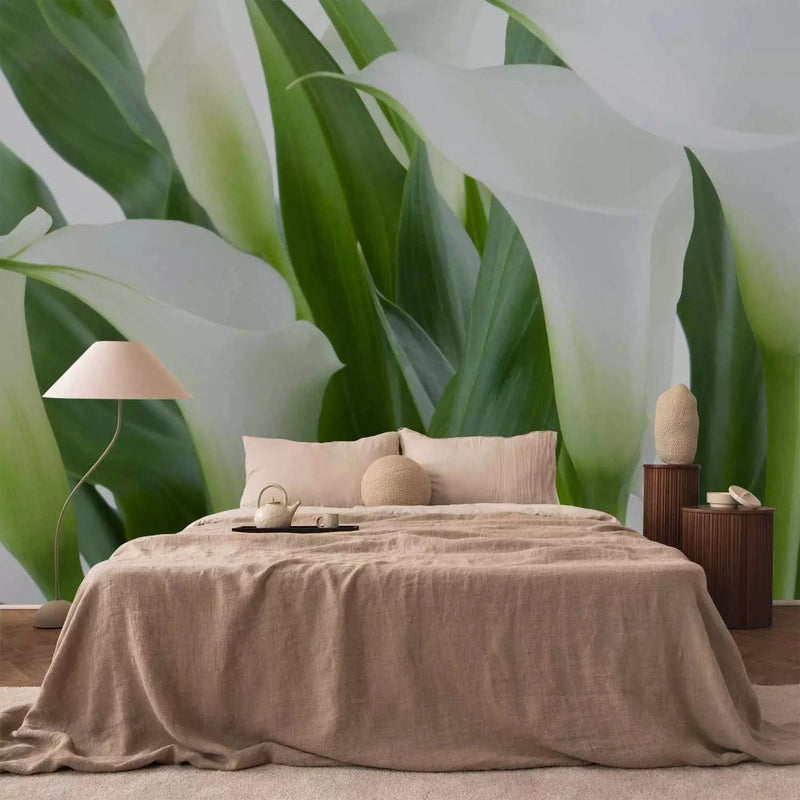 Wall Murals - calla lilies and floral motif with flowers on a light background G-ART