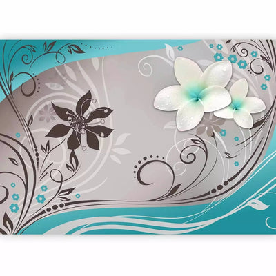 Wall Murals with flowers in turquoise color - Morning Reflections, 60727G-ART