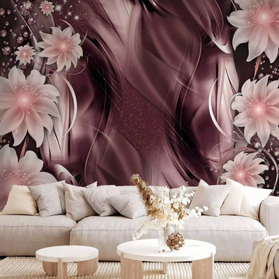 Wall Murals with flowers - Flowers on an abstract purple background - 64305 G-ART