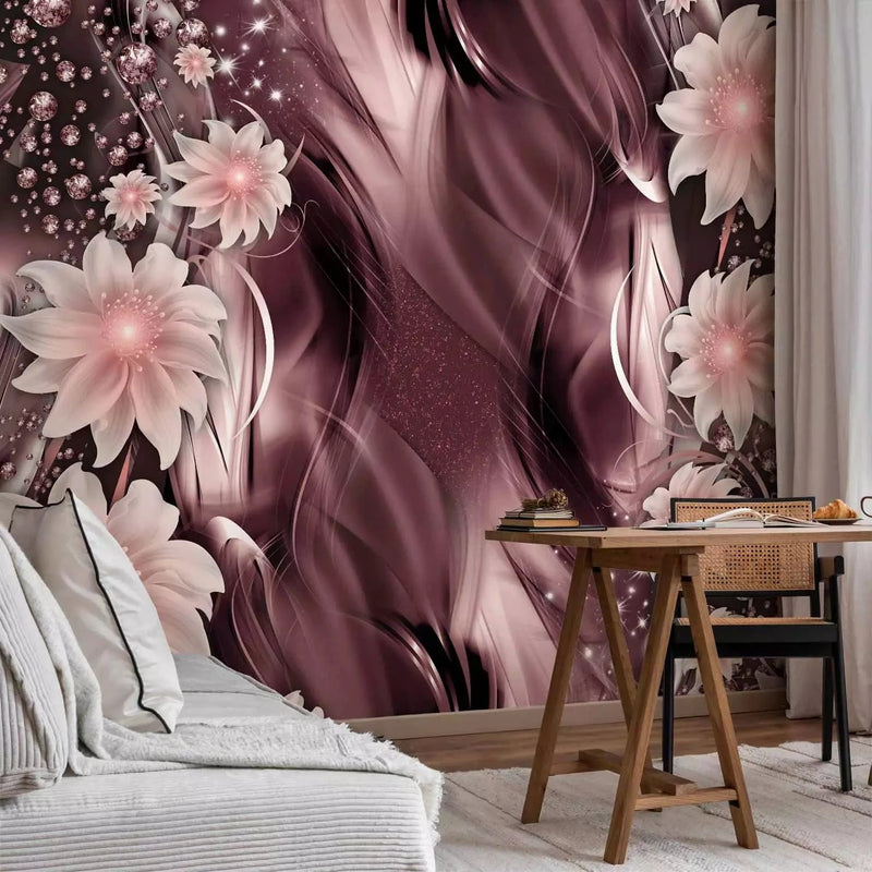 Wall Murals with flowers - Flowers on an abstract purple background - 64305 G-ART