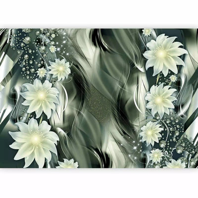 Wall Murals with floral motifs in mystical green tones - 64306G-ART