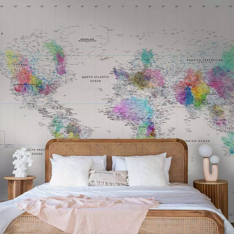 Wall Murals - colored continents with gradient effect on white background G-ART