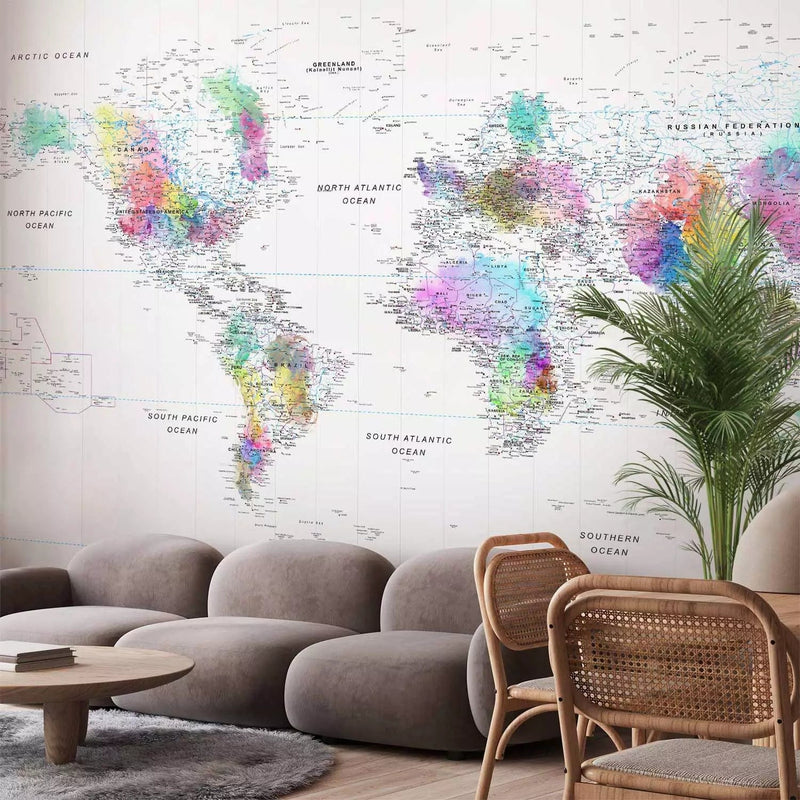 Wall Murals - colored continents with gradient effect on white background G-ART