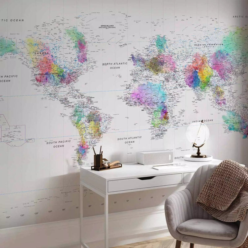 Wall Murals - colored continents with gradient effect on white background G-ART