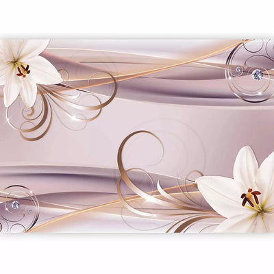 Wall Murals - white lilies with gold ornaments and diamonds G-ART