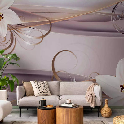 Wall Murals - white lilies with gold ornaments and diamonds G-ART