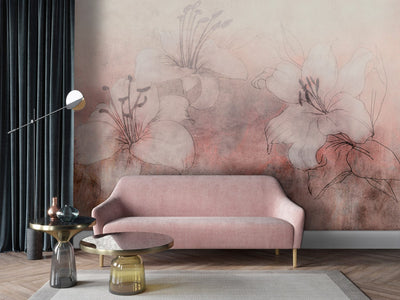 Fototapetes viesistabai rozā toņos - Baltas lilijas - 149250 G-ART