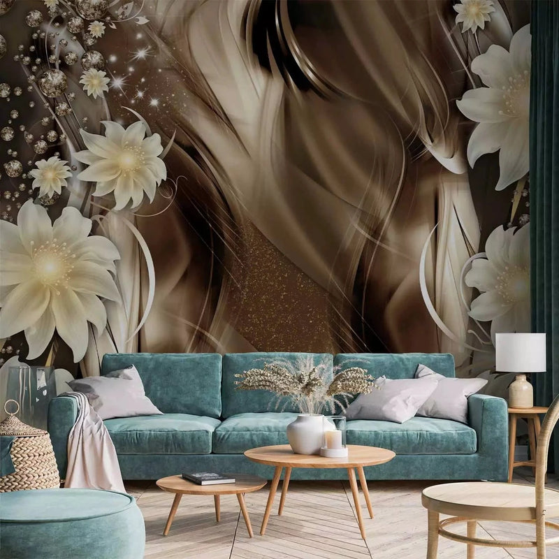 Wall Murals with floral motifs in chocolate tones, 64316, various sizes G-ART