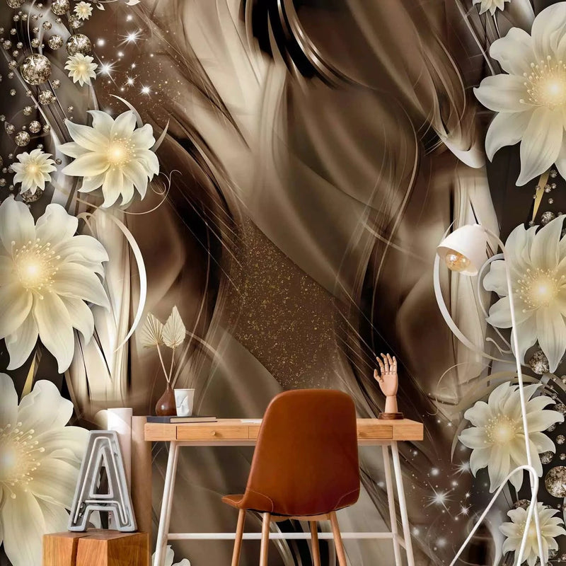 Wall Murals with floral motifs in chocolate tones, 64316, various sizes G-ART