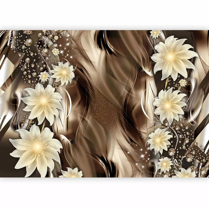 Wall Murals with floral motifs in chocolate tones, 64316, various sizes G-ART