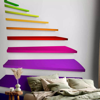 Colorful Wall Murals - 3D room illusion with rainbow stairs, 59784G-ART