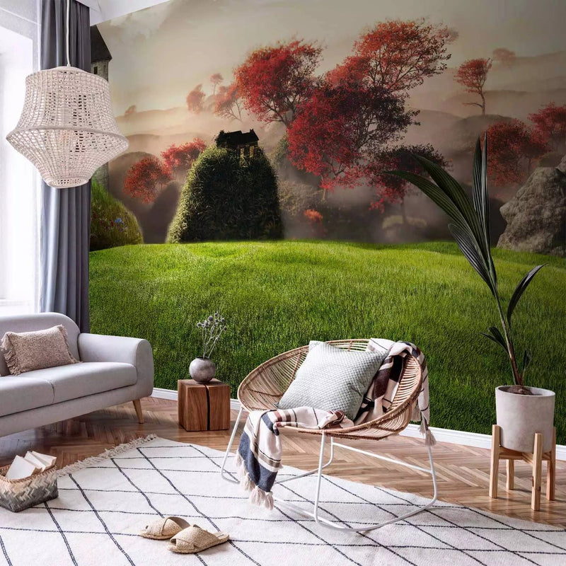 Wall Murals for children with a fabulous castle and a beautiful lawn, 60196G-ART