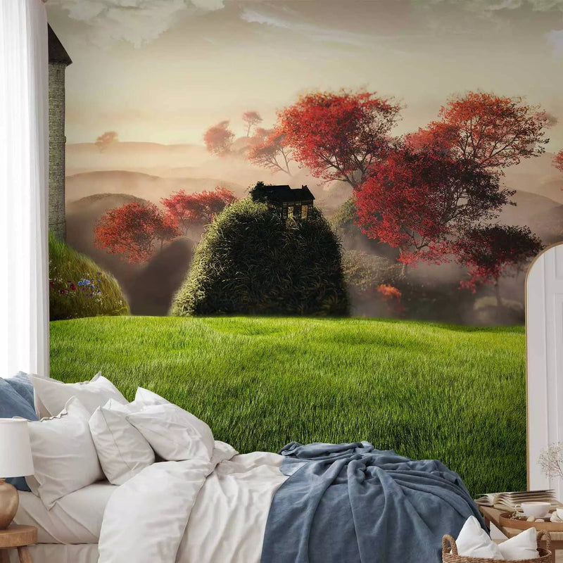 Wall Murals for children with a fabulous castle and a beautiful lawn, 60196G-ART