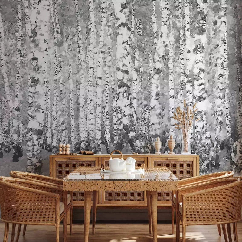 Wall Murals with black and white birch trees in the bedroom, 60570 - dimensions G-ART