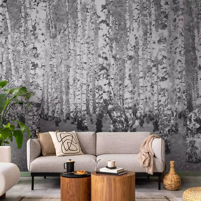 Wall Murals with black and white birch trees in the bedroom, 60570 - dimensions G-ART