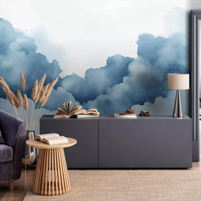 Wall Murals - Blue horizon - delicate landscape with layers of fog, 161101 G-ART