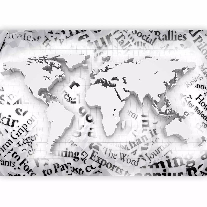 Wall Murals - World map with diamond motif on white background, 61823 G-ART