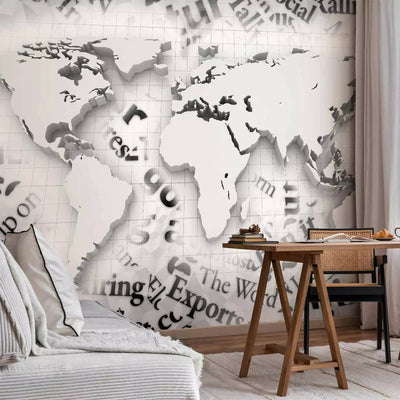 Wall Murals - World map with diamond motif on white background, 61823 G-ART