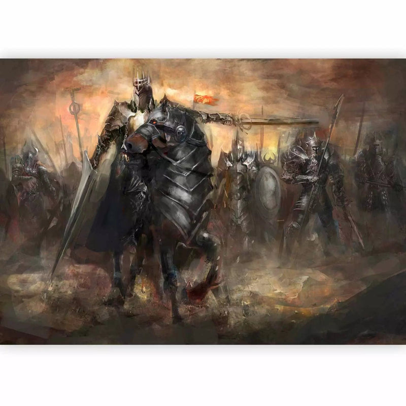 Wall Murals - Fairy tale fantasy with a knight on a horse on a battlefield G-ART