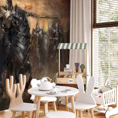 Wall Murals - Fairy tale fantasy with a knight on a horse on a battlefield G-ART