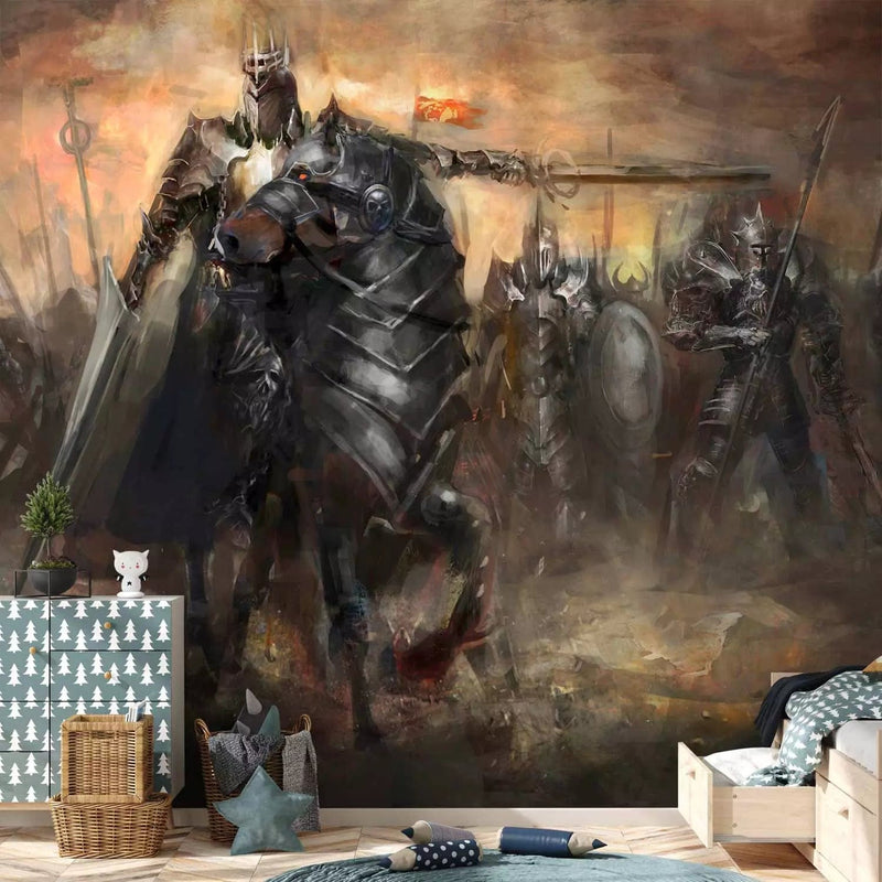 Wall Murals - Fairy tale fantasy with a knight on a horse on a battlefield G-ART