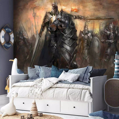 Wall Murals - Fairy tale fantasy with a knight on a horse on a battlefield G-ART