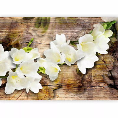 Wall Murals - freesia on brown wood texture, 61872 - Buy G -Art