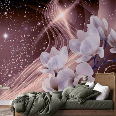 Wall Murals - Orchid flowers on pink background with glitter effect G-ART