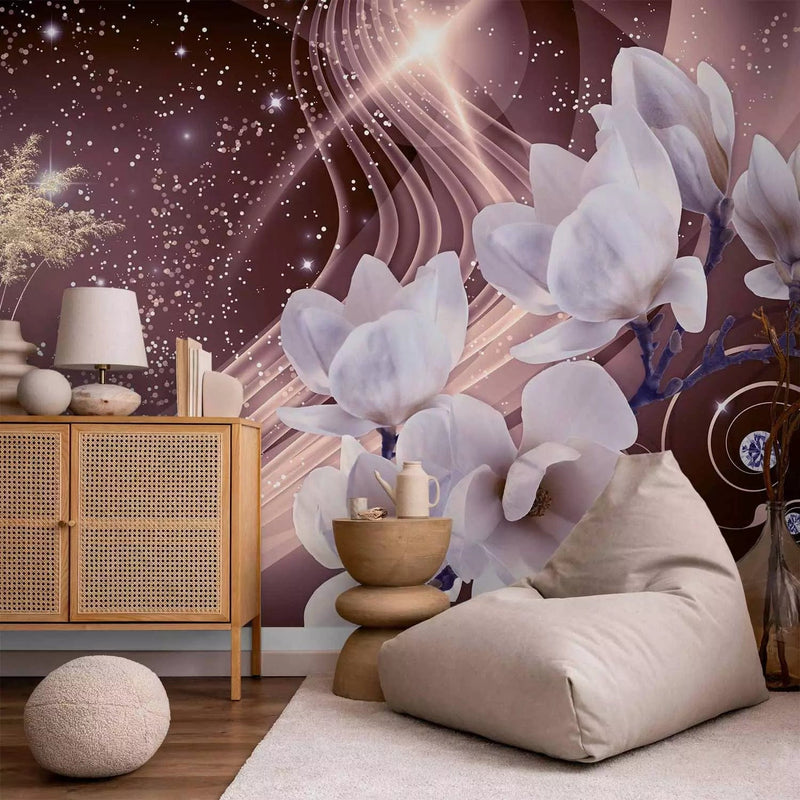 Wall Murals - Orchid flowers on pink background with glitter effect G-ART