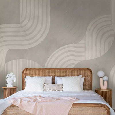 Wall Murals - Fine pattern with soft curved lines in beige tones G-ART